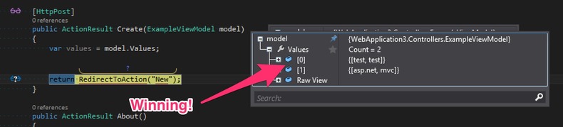 debugging with successful values